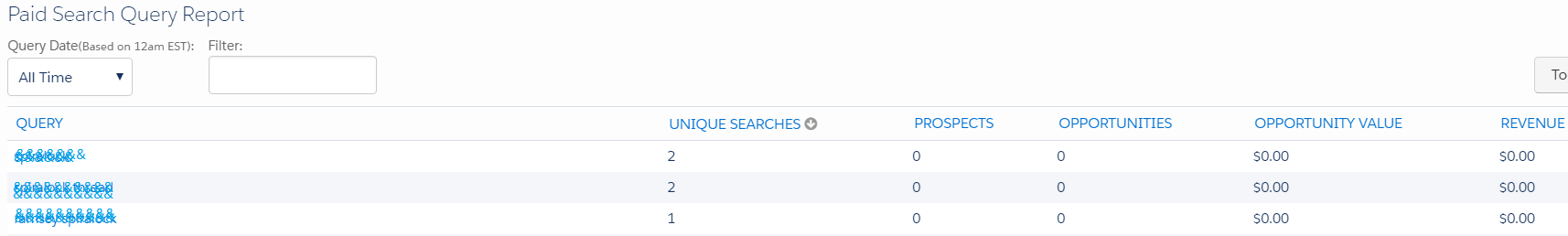 Pardot Paid Search Query Report