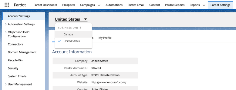 Pardot Business Units