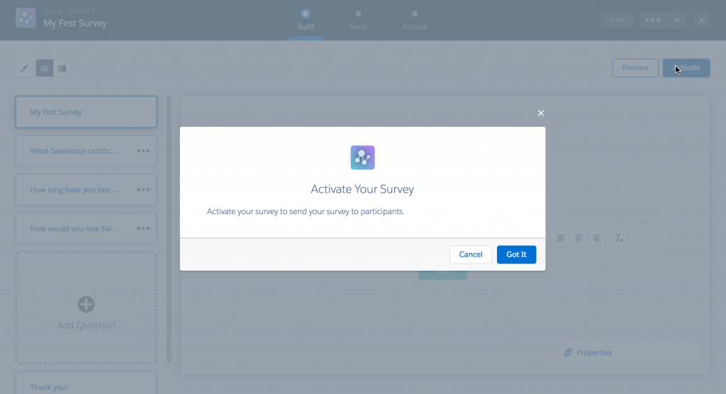 Activate your survey