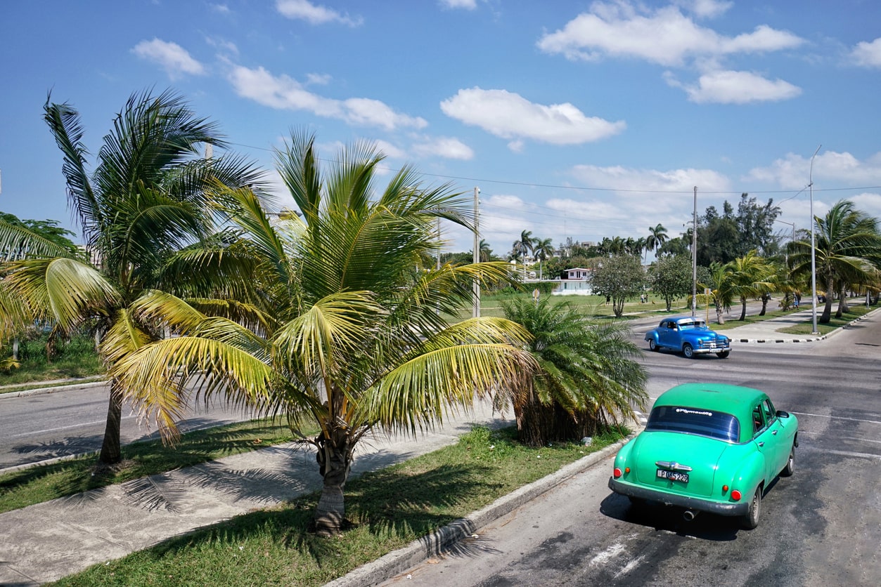 Classic cars on the road of Havana city in Cuba