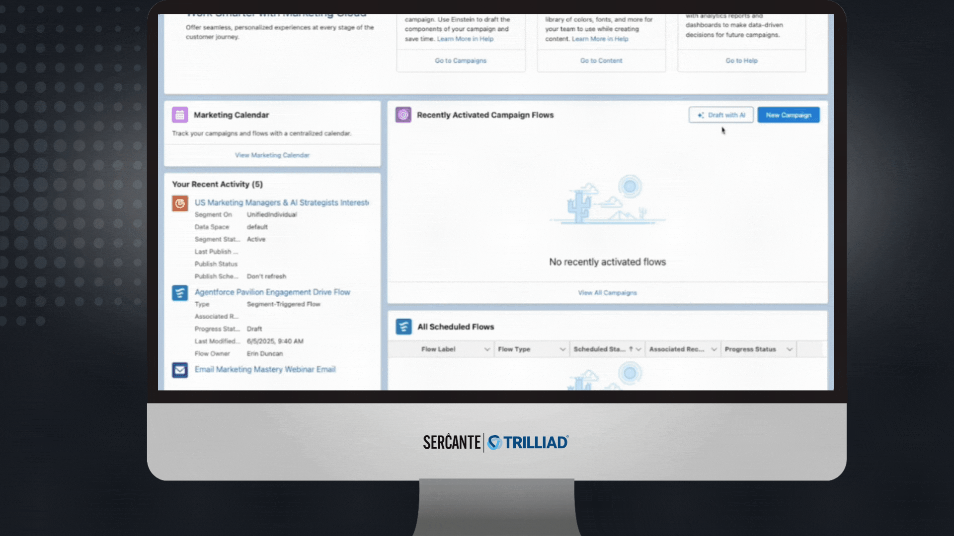 A GIF of a user walking through how to use the Draft with AI feature to use AI to create your campaign in Marketing Cloud Growth and Advanced.