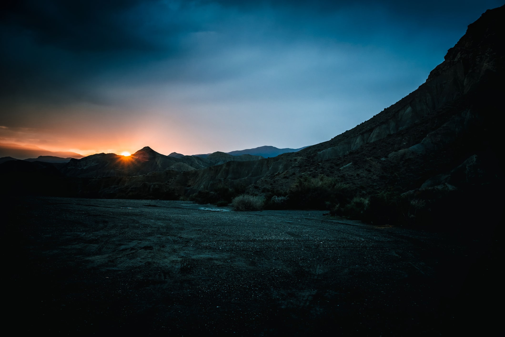 Twilight in the dry desert