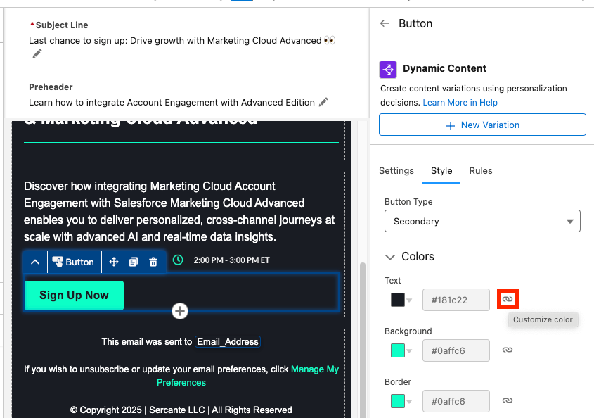 A screenshot of overriding the branding by changing the styling options to custom.