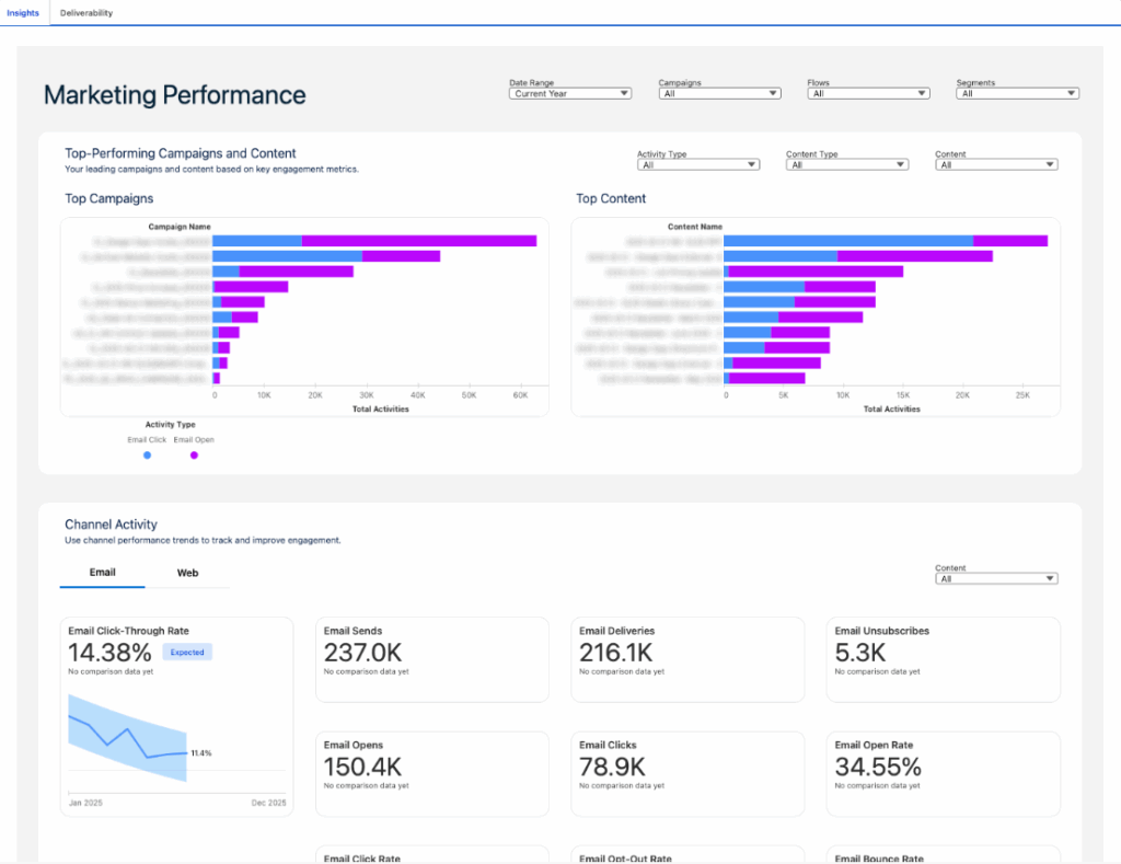 A screenshot of the Marketing Performance tab.