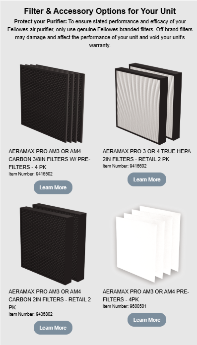 Filter options for air purifier.