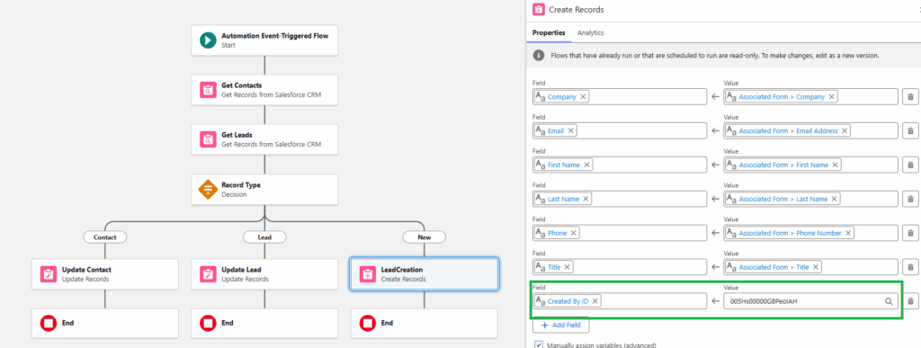 Automation event-triggered flow processes
