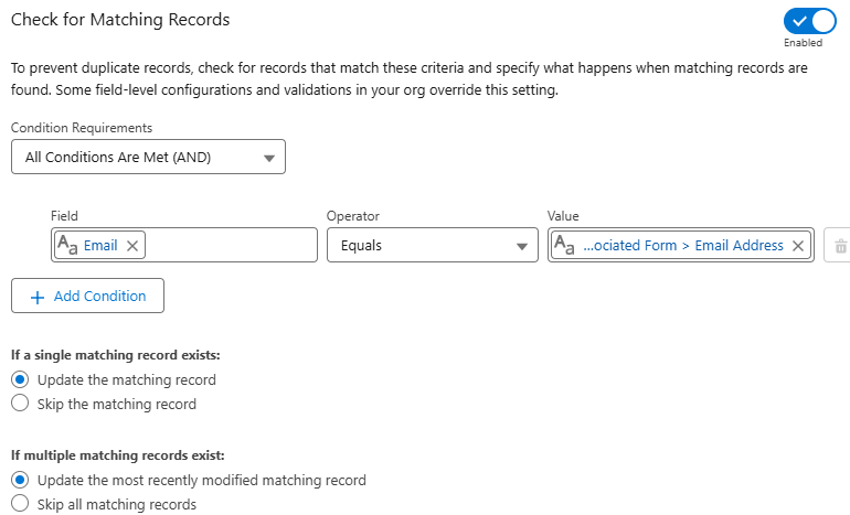Checking for matching records