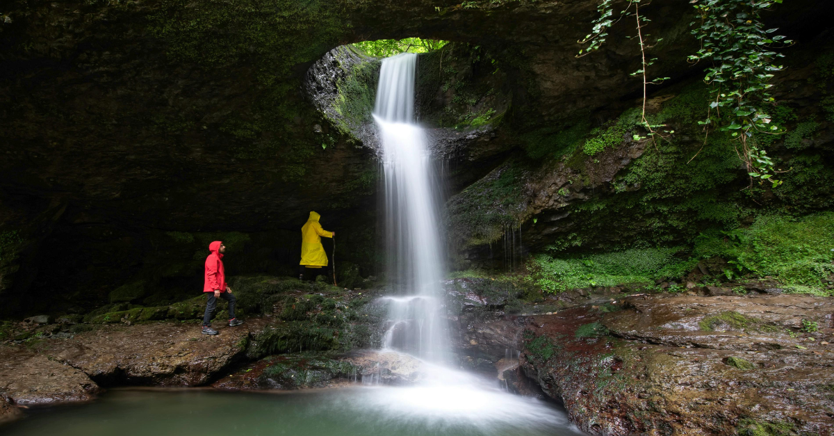 Hikers at a Stunning Waterfall in Artvin Türkiye