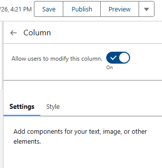 Allow users to modify this column