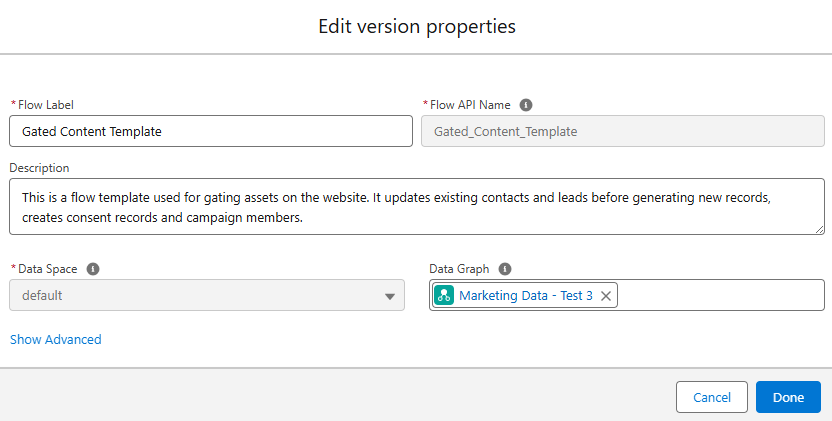 Example of how to add a flow label and form description