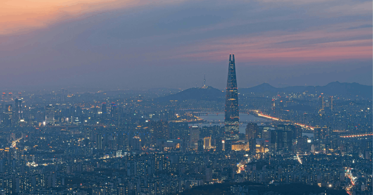 Seoul Cityscape at Sunset with Tower View