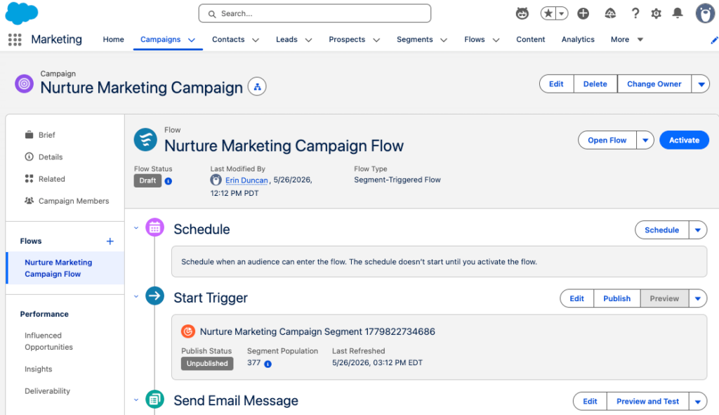 Where to find your Campaign brief, members, associated flows, and reports