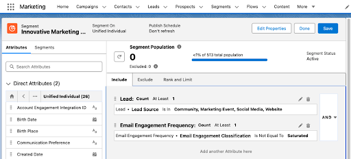 Using the Visual Builder when creating a new segment
