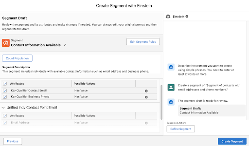 How to build a draft using Einstein Segment Creation
