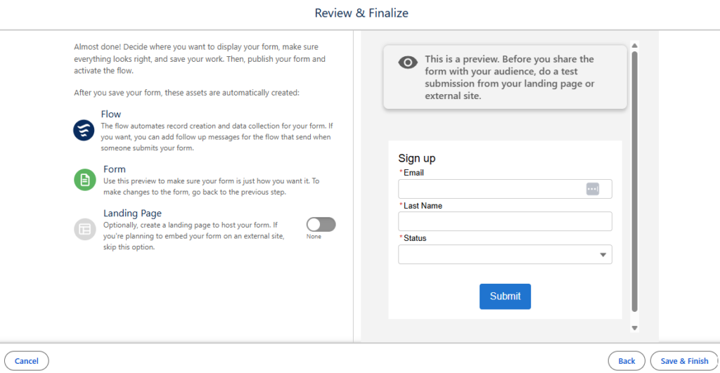 Reviewing and finalizing the form.